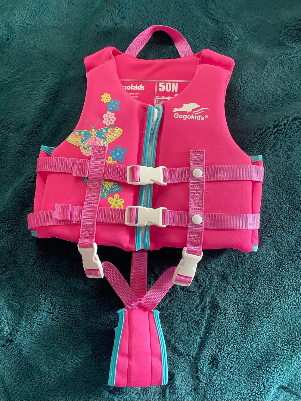 Gogokids Pink Butterfly Swim Vest, Size Medium